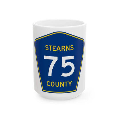 Stearns County Route 75 (Minnesota) (Road Sign) White Coffee Mug 15oz - Go Mug Yourself