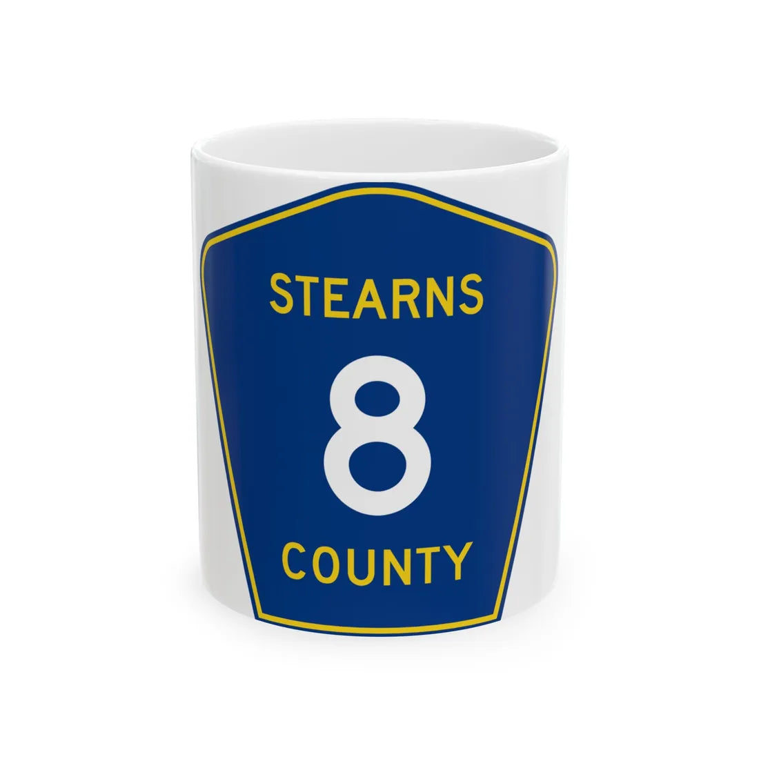 Stearns County Route 8 (Minnesota) (Road Sign) White Coffee Mug 11oz - Go Mug Yourself