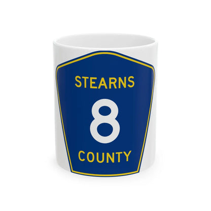 Stearns County Route 8 (Minnesota) (Road Sign) White Coffee Mug 11oz - Go Mug Yourself