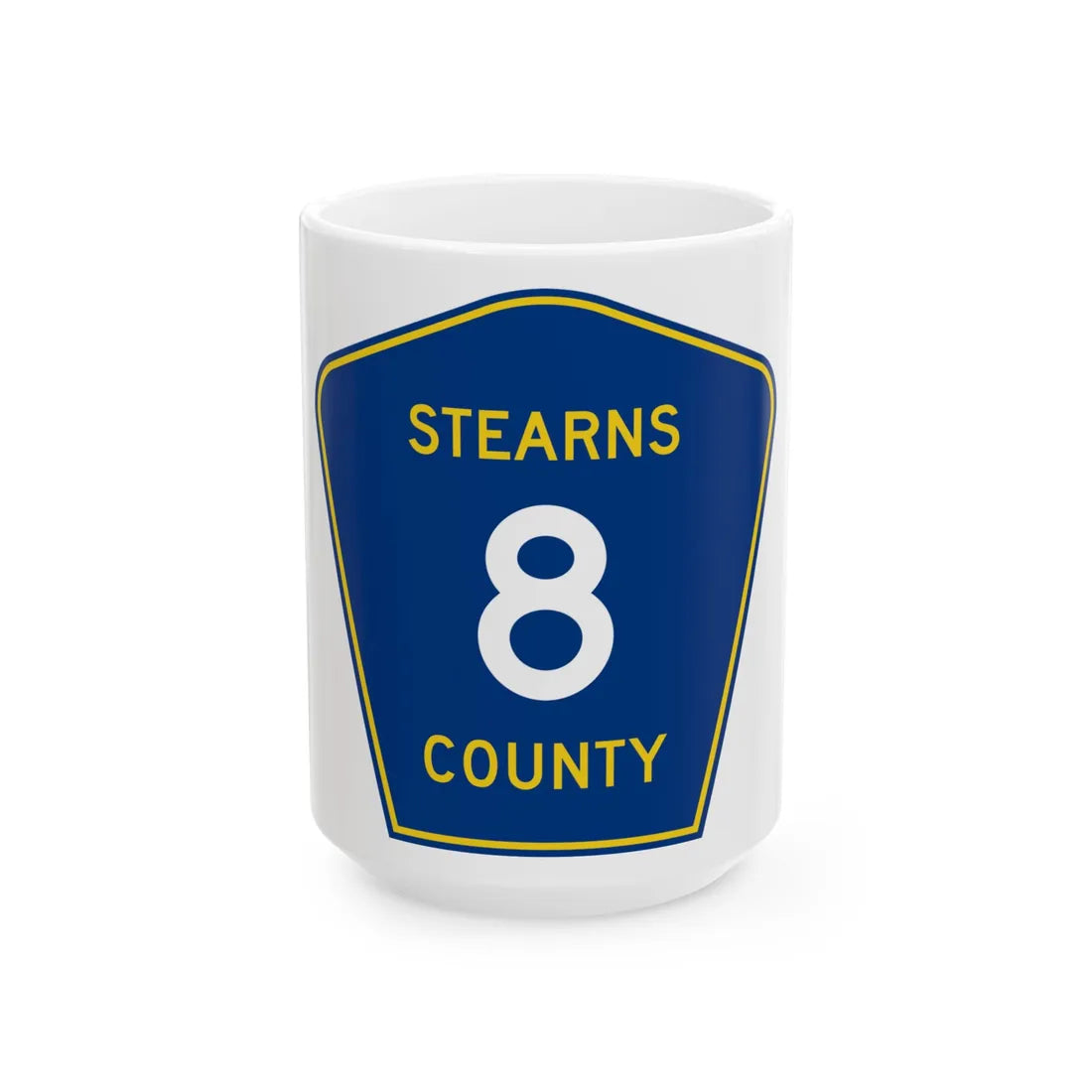 Stearns County Route 8 (Minnesota) (Road Sign) White Coffee Mug 15oz - Go Mug Yourself