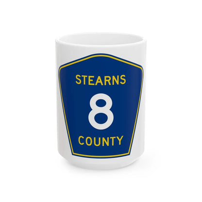 Stearns County Route 8 (Minnesota) (Road Sign) White Coffee Mug 15oz - Go Mug Yourself
