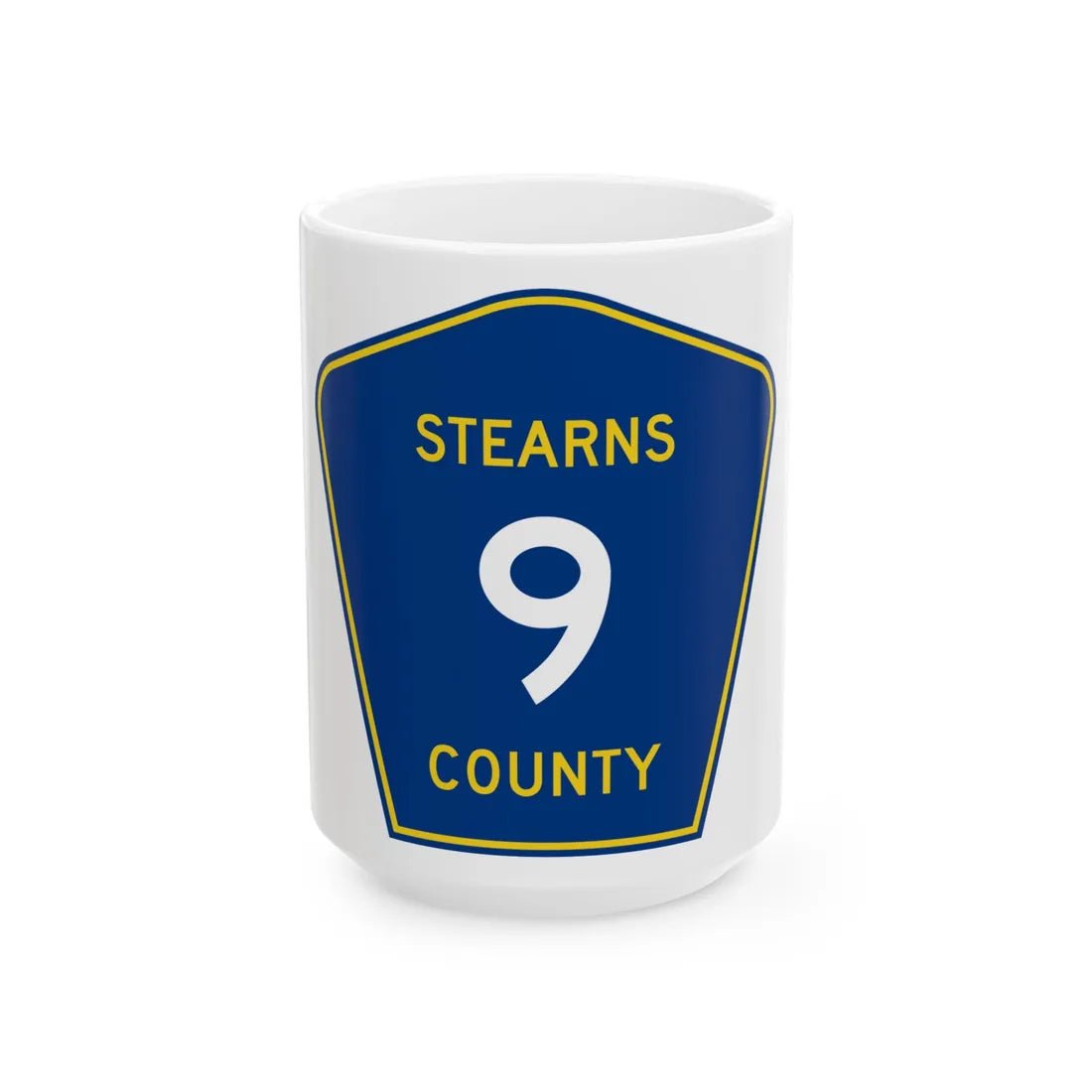 Stearns County Route 9 (Minnesota) (Road Sign) White Coffee Mug 15oz - Go Mug Yourself