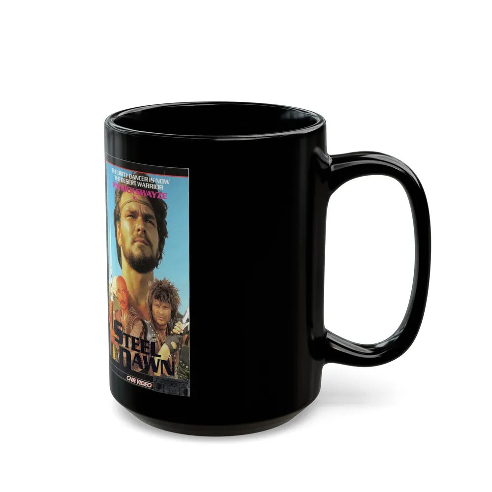 STEEL DAWN PATRICK SWAYZE (VHS COVER) - Black Coffee Mug-Go Mug Yourself