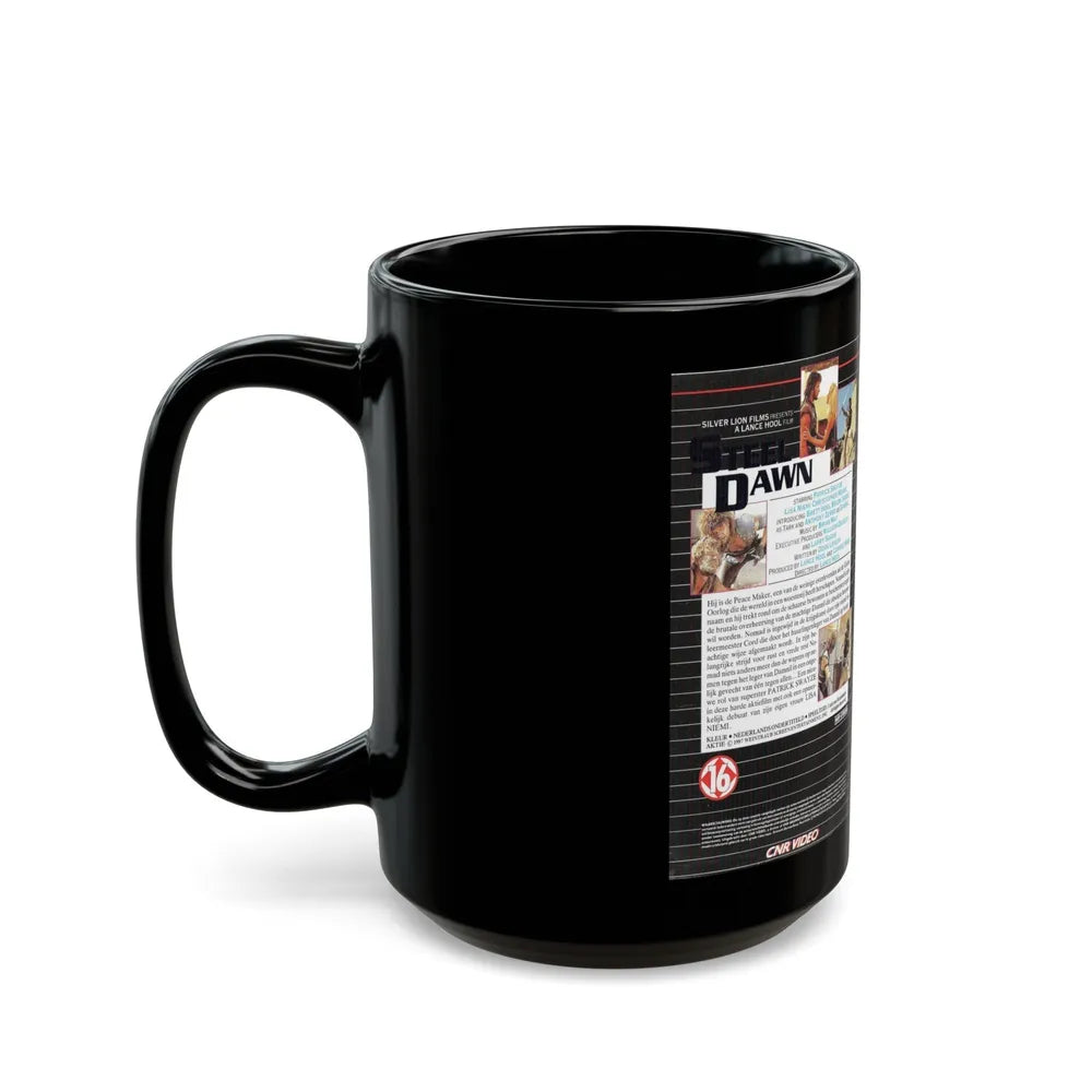 STEEL DAWN PATRICK SWAYZE (VHS COVER) - Black Coffee Mug-Go Mug Yourself