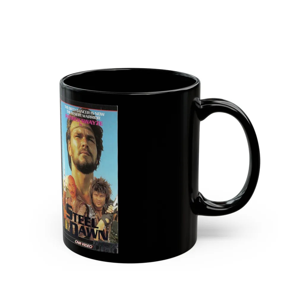 STEEL DAWN PATRICK SWAYZE (VHS COVER) - Black Coffee Mug-Go Mug Yourself