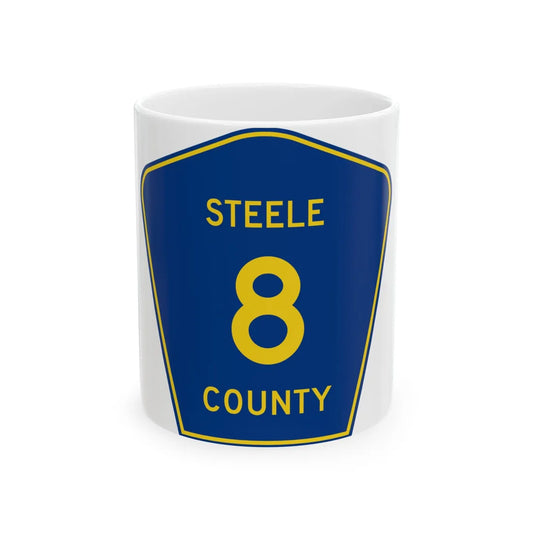 Steele County Route 8 ND (North Dakota) (Road Sign) White Coffee Mug 11oz - Go Mug Yourself