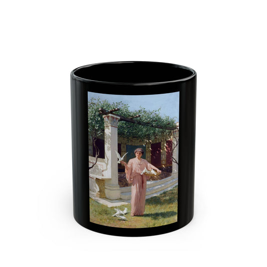 Stefan Bakalowicz (1857-1947) Feeding the doves - Black Coffee Mug-11oz-Go Mug Yourself