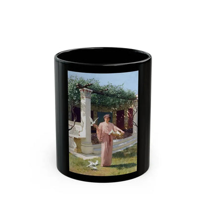 Stefan Bakalowicz (1857-1947) Feeding the doves - Black Coffee Mug 11oz - Go Mug Yourself