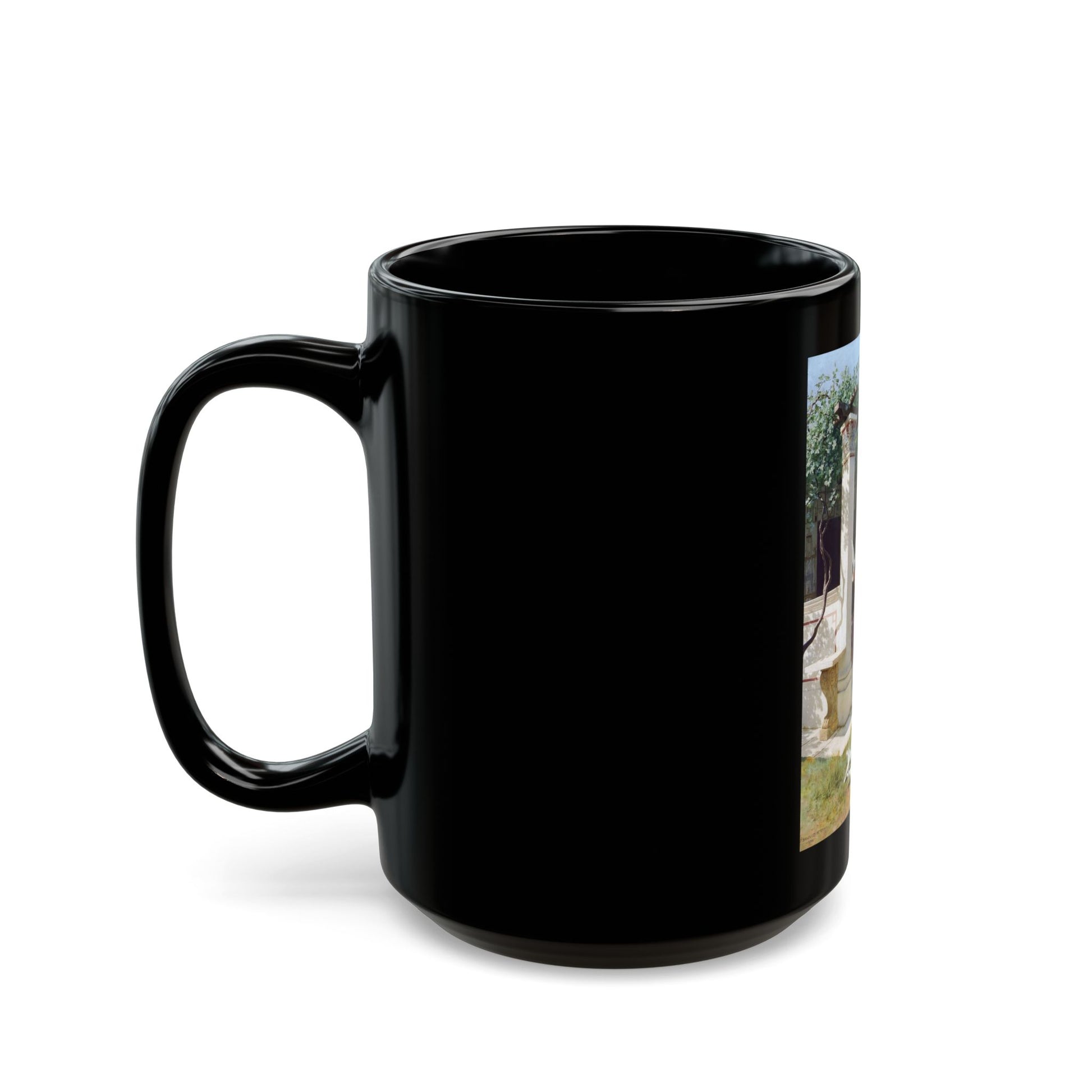 Stefan Bakalowicz (1857-1947) Feeding the doves - Black Coffee Mug-Go Mug Yourself