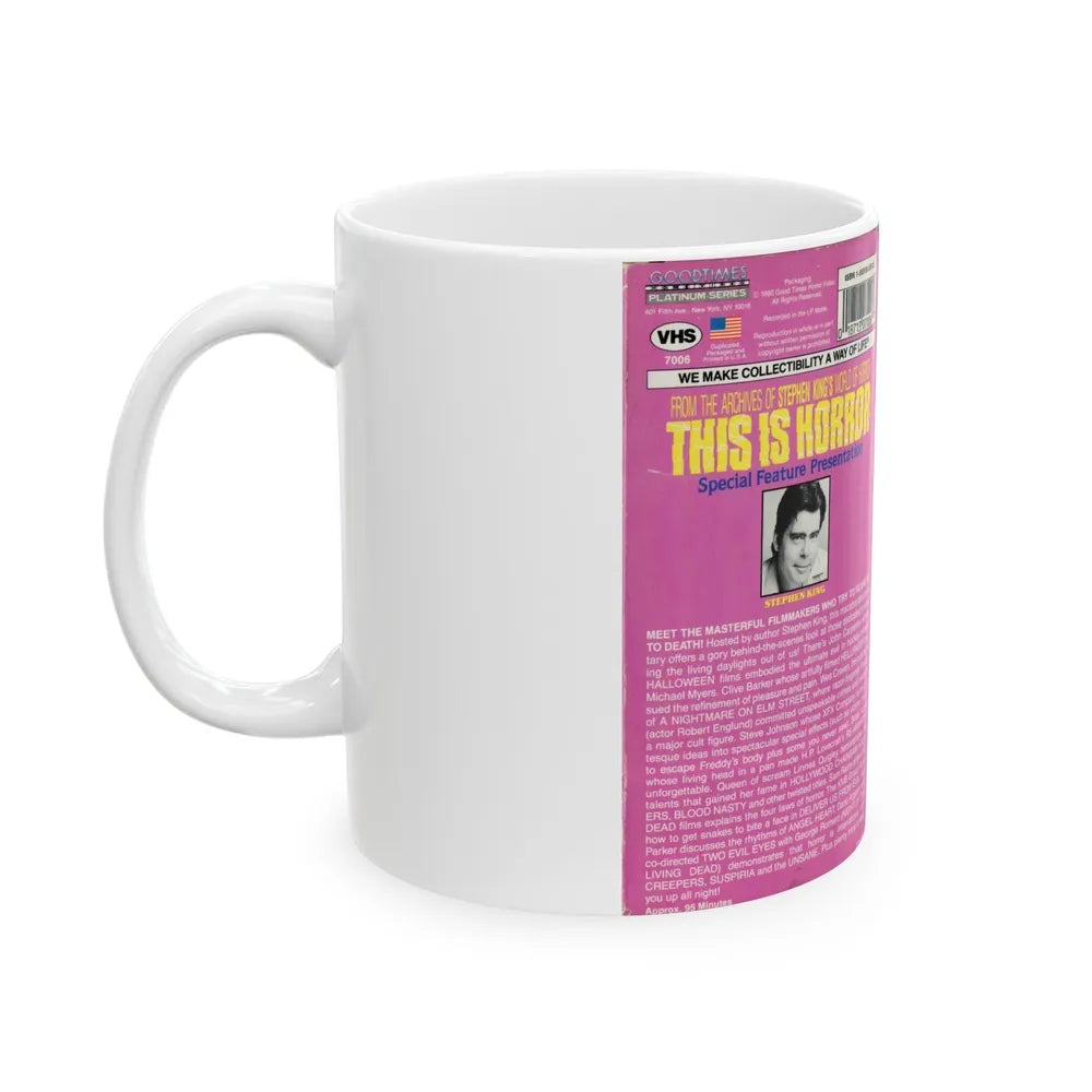 STEPHEN KINGS WORLD OF HORROR THIS IS HORROR (VHS COVER) - White Coffee Mug-Go Mug Yourself