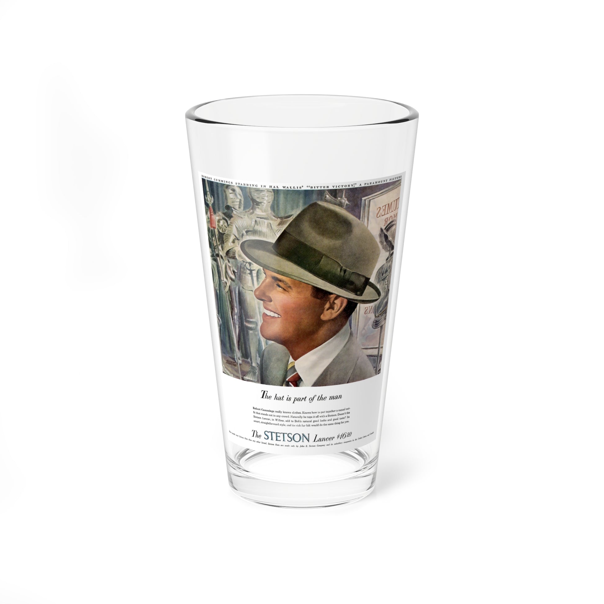 Stetson Personality Posters 5 (John B. Stetson Company, 1949) (Magazine Illustration) Pint Glass 16oz-16oz-Go Mug Yourself