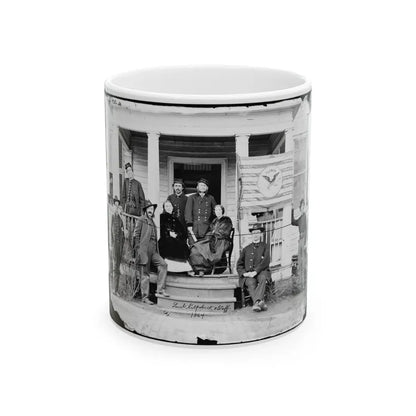 Stevensburg, Va.  Gen. Judson Kilpatrick, 3d Division, Cavalry Corps, With Ladies And Staff Members On The Porch Of Headquarters (U.S. Civil War) White Coffee Mug 11oz - Go Mug Yourself