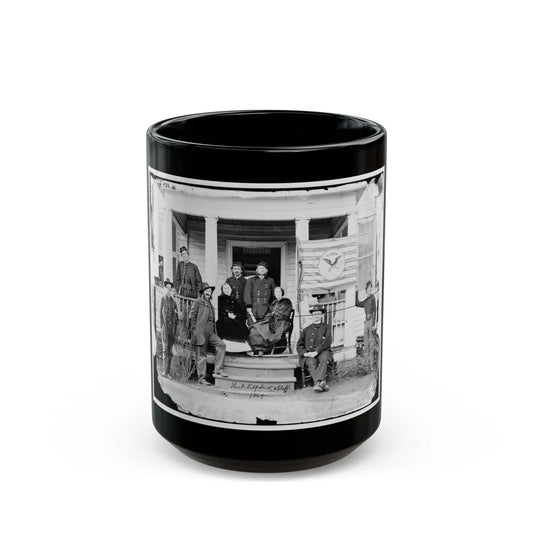 Stevensburg, Va. Gen. Judson Kilpatrick, 3d Division, Cavalry Corps, With Ladies And Staff Members On The Porch Of Headquarters (U.S. Civil War) Black Coffee Mug-15oz-Go Mug Yourself
