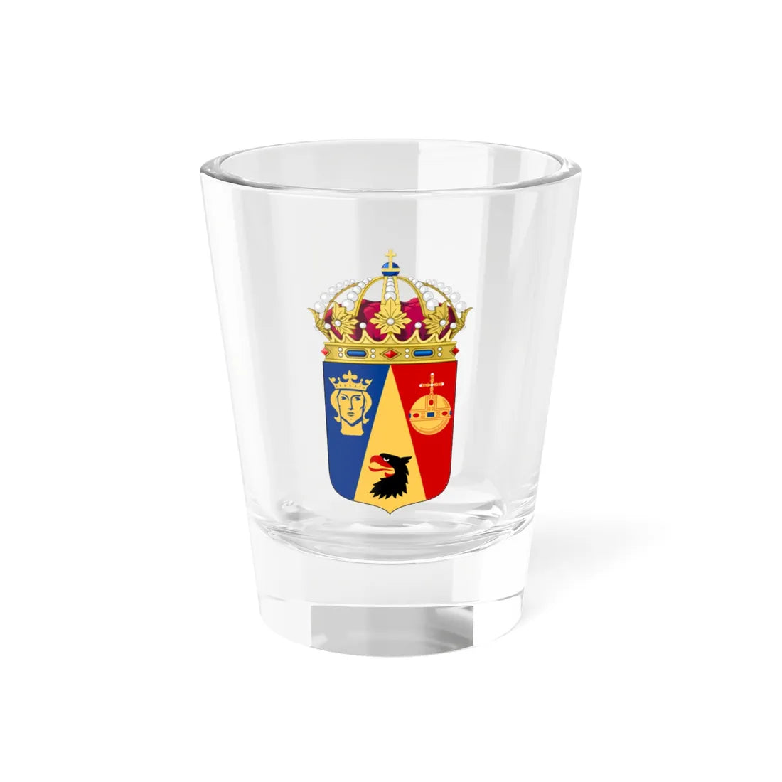 Stockholms läns vapen crowned (Sweden) (Coat of Arms) Shot Glass 1.5oz 1.5oz - Go Mug Yourself