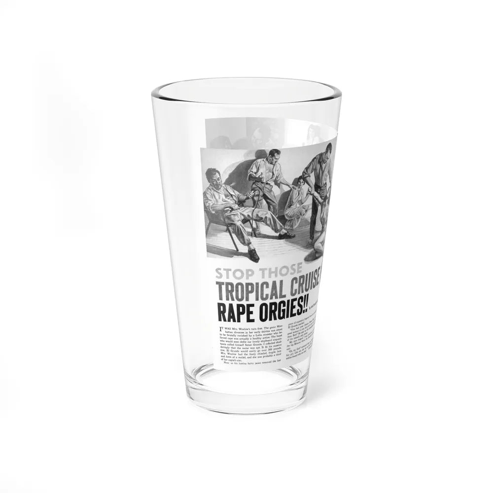 Stop Those Tropical Cruise Rape Orgies, Man's Action, October 1972 (Magazine Illustration) Pint Glass 16oz - Go Mug Yourself