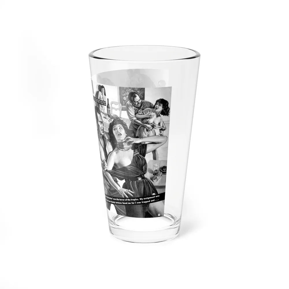 Stop Those Tropical Cruise Rape Orgies, Man's Action, October 1972 (Magazine Illustration) Pint Glass 16oz - Go Mug Yourself