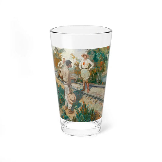 Stopped on the Tracks, story illustration, 1927 (Magazine Illustration) Pint Glass 16oz 16oz - Go Mug Yourself