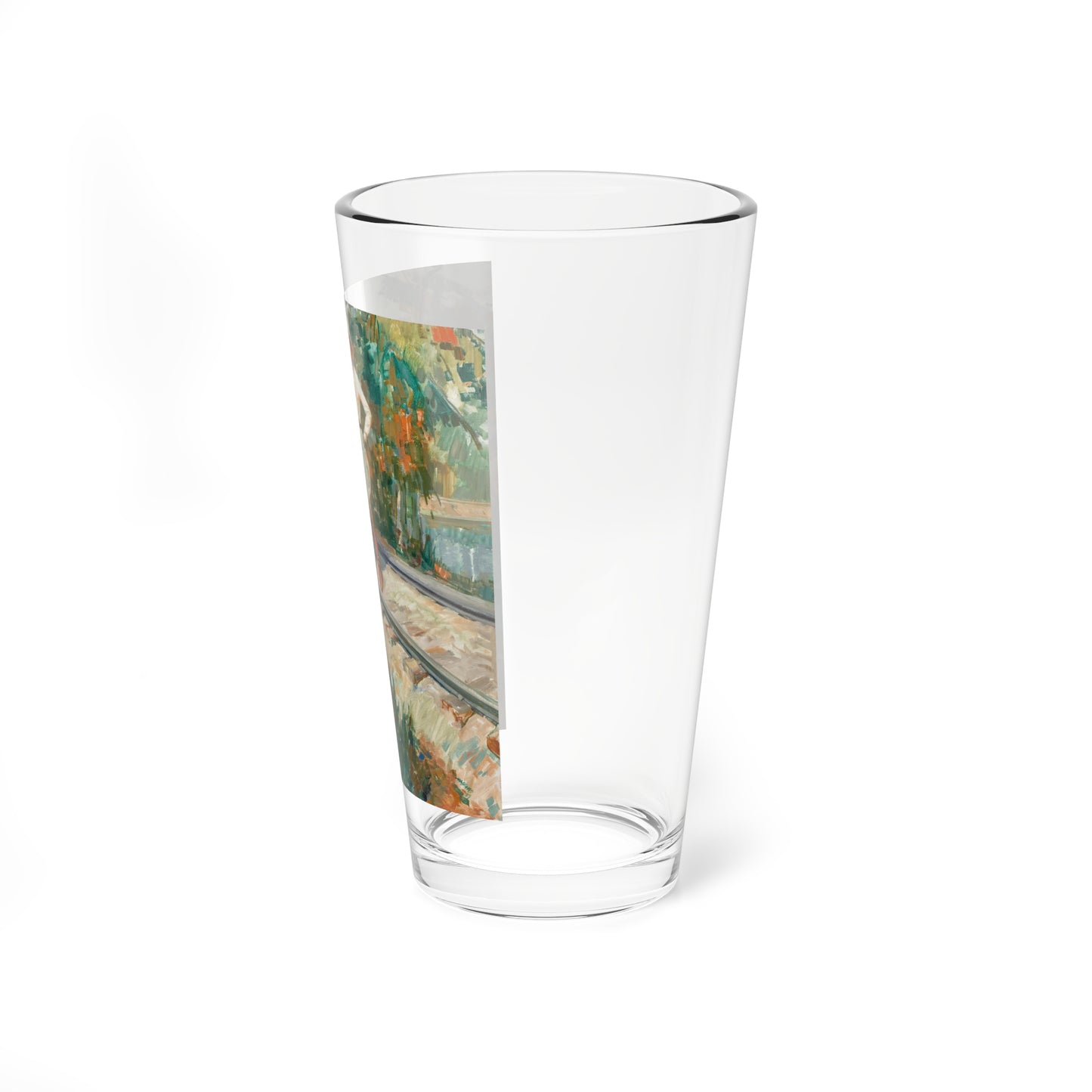 Stopped on the Tracks, story illustration, 1927 (Magazine Illustration) Pint Glass 16oz-Go Mug Yourself