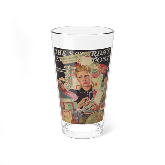Store Gift Exchange, The Saturday Evening Post, January 11, 1941 (Magazine Illustration) Pint Glass 16oz 16oz - Go Mug Yourself