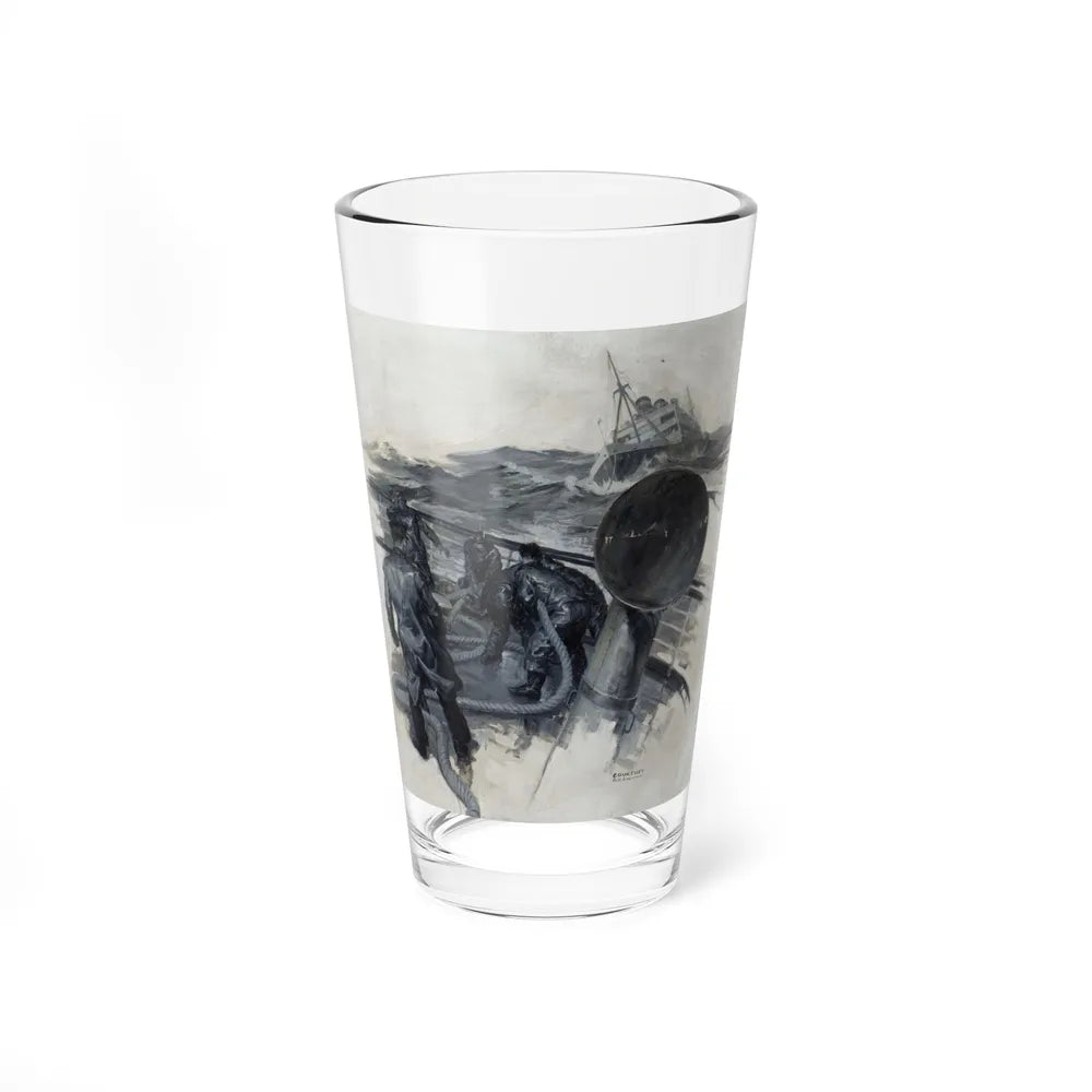 Stormy Seas (Magazine Illustration) Pint Glass 16oz-16oz-Go Mug Yourself