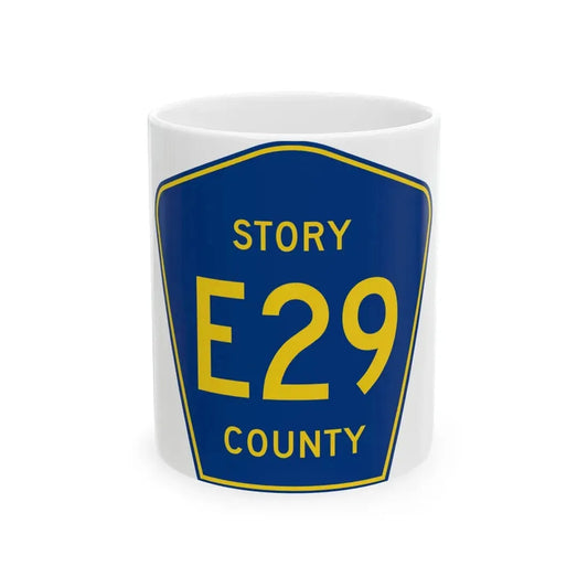 Story County Route E29 IA (Iowa) (Road Sign) White Coffee Mug 11oz - Go Mug Yourself