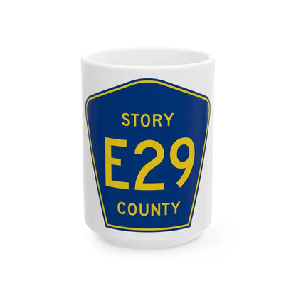 Story County Route E29 IA (Iowa) (Road Sign) White Coffee Mug 15oz - Go Mug Yourself