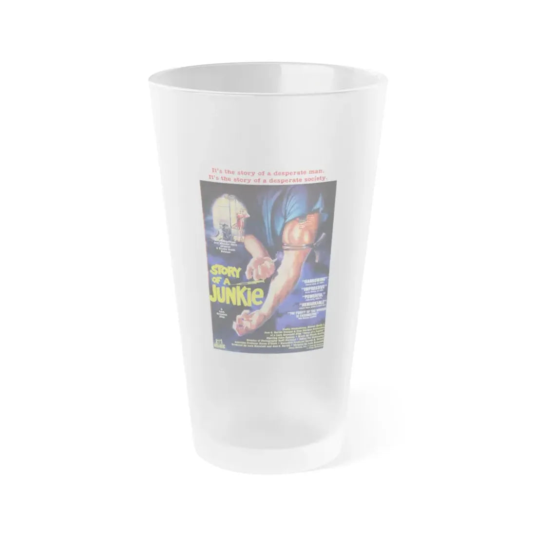 STORY OF A JUNKIE 1985 Movie Poster - Frosted Pint Glass 16oz Default Title - Go Mug Yourself