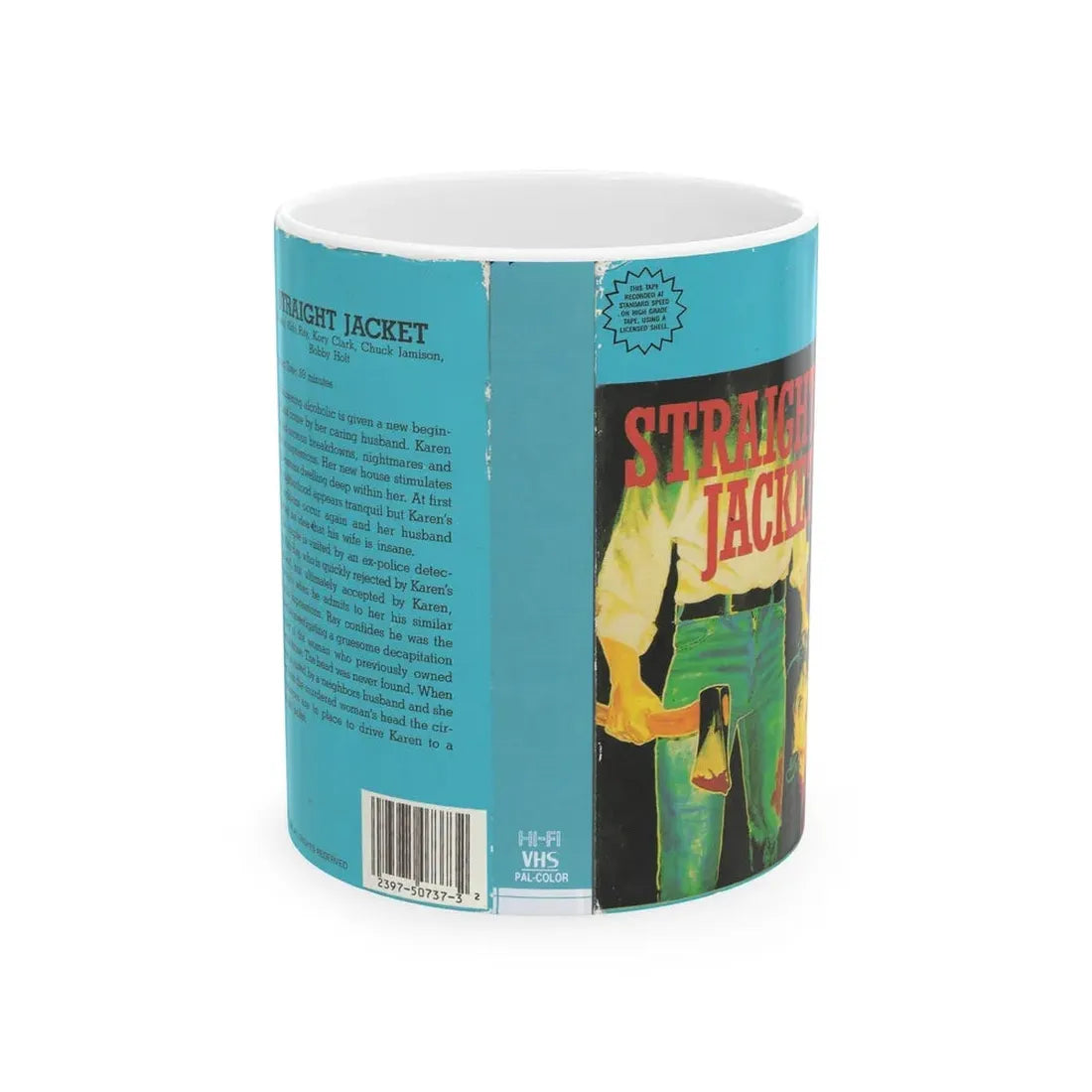 STRAIGHT JACKET (VHS COVER) - White Coffee Mug 11oz - Go Mug Yourself