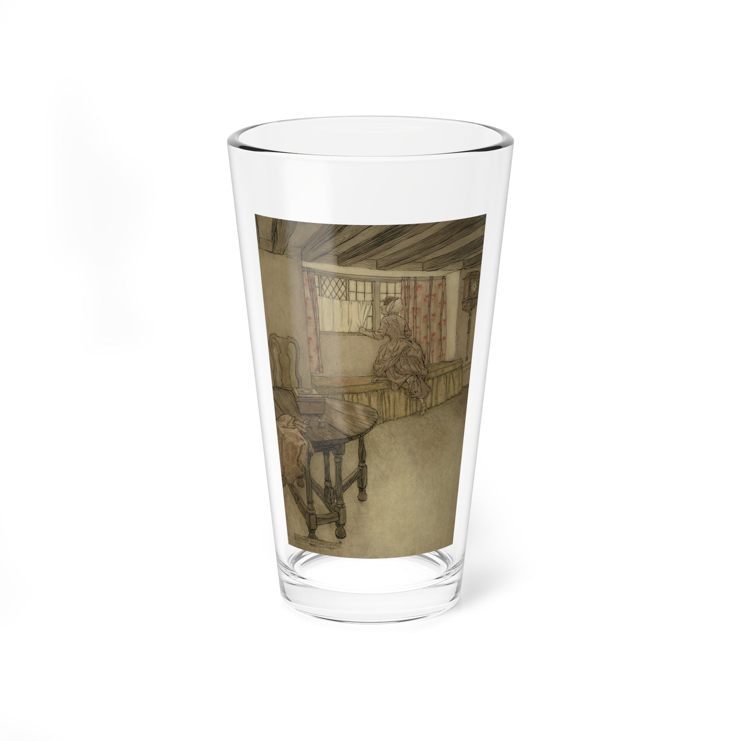 Strange Faces in the Window, Rip Van Winkle interior illustration, 1905 (Magazine Illustration) Pint Glass 16oz-16oz-Go Mug Yourself