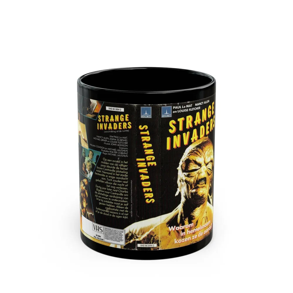 STRANGE INVADERS (VHS COVER) - Black Coffee Mug-11oz-Go Mug Yourself