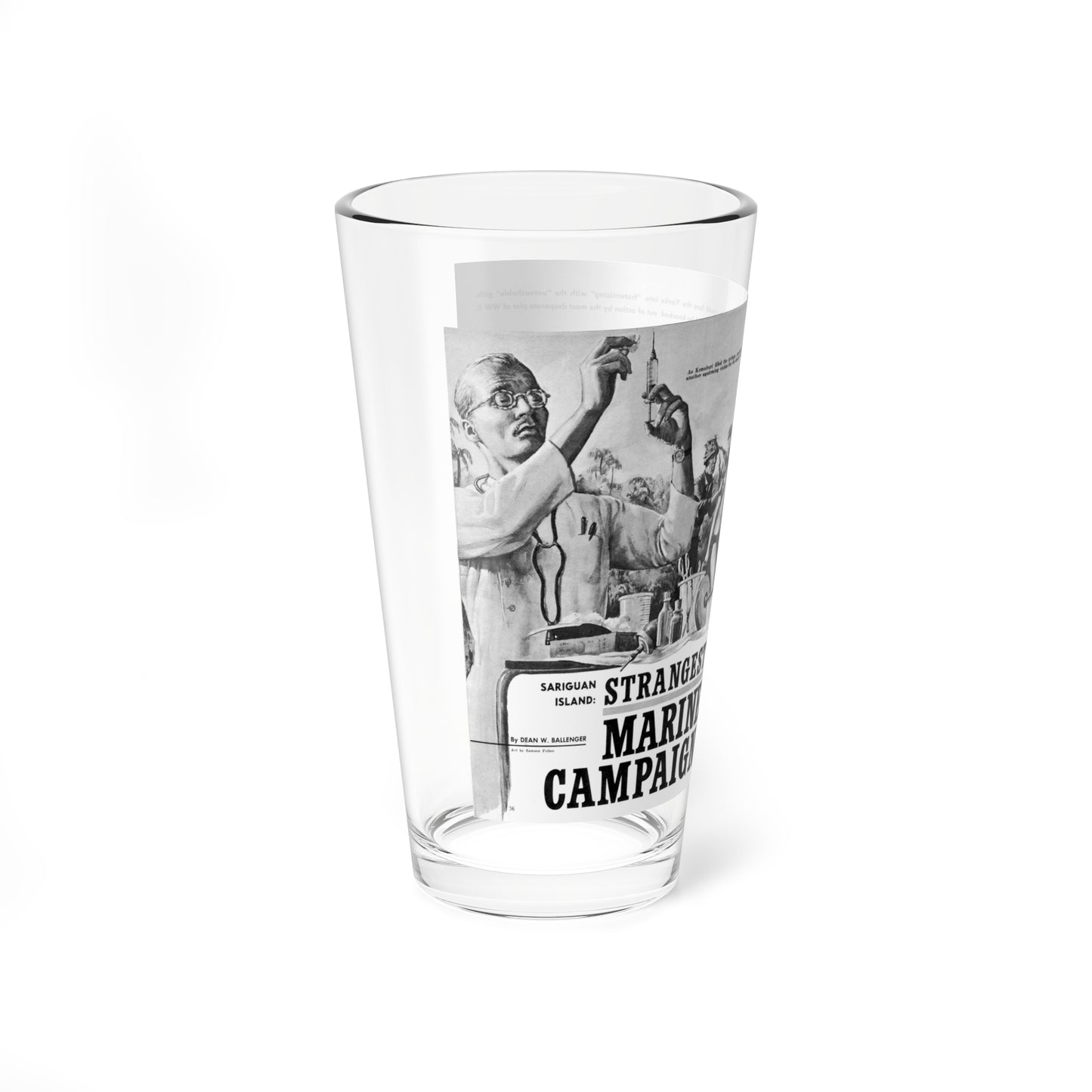 Strangest Marine Campaign, Action For Men, March 1965 (Magazine Illustration) Pint Glass 16oz-Go Mug Yourself