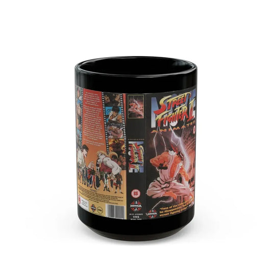 STREET FIGHTER 2 ANIMATED (VHS COVER) - Black Coffee Mug 15oz - Go Mug Yourself