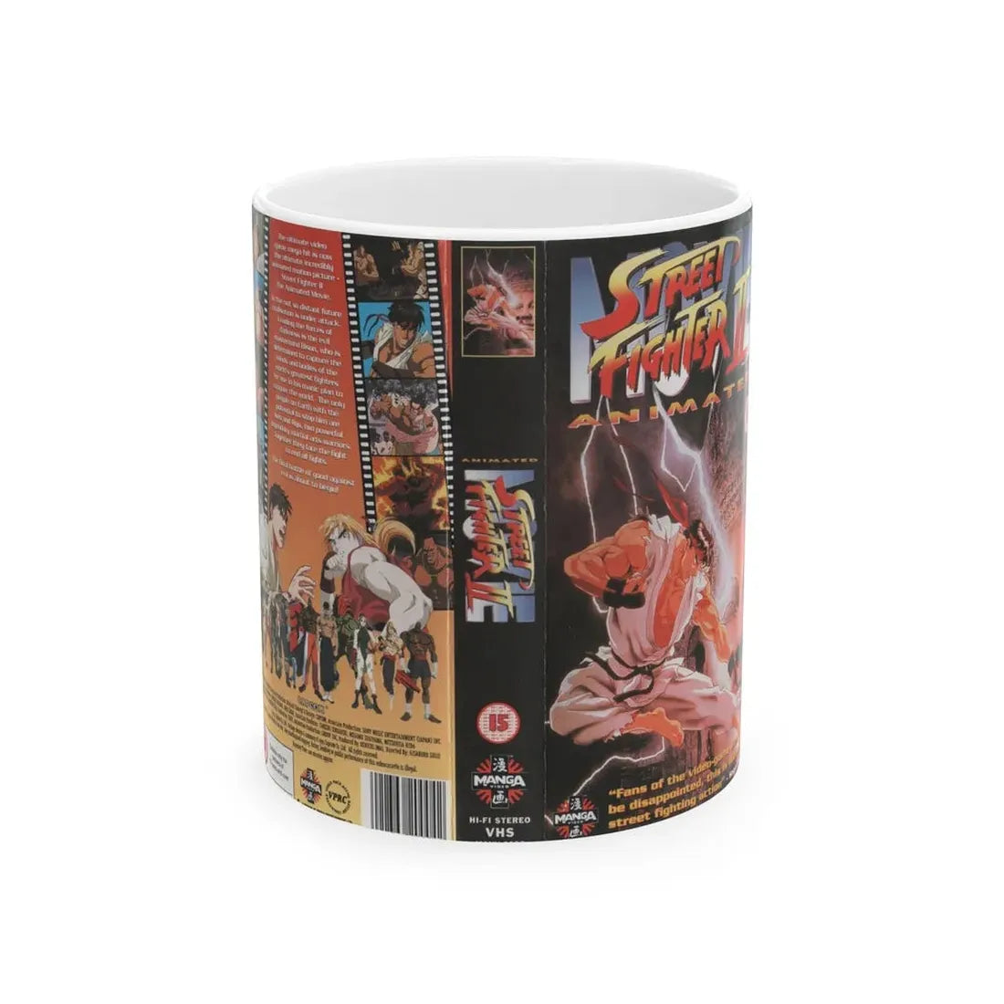 STREET FIGHTER 2 ANIMATED (VHS COVER) - White Coffee Mug 11oz - Go Mug Yourself