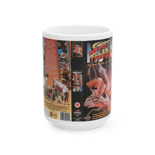 STREET FIGHTER 2 ANIMATED (VHS COVER) - White Coffee Mug 15oz - Go Mug Yourself