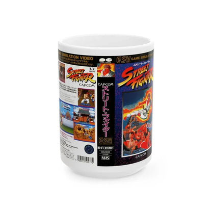 STREET FIGHTER GAME SIMULATION VIDEO CAPCOM (VHS COVER) - White Coffee Mug 15oz - Go Mug Yourself