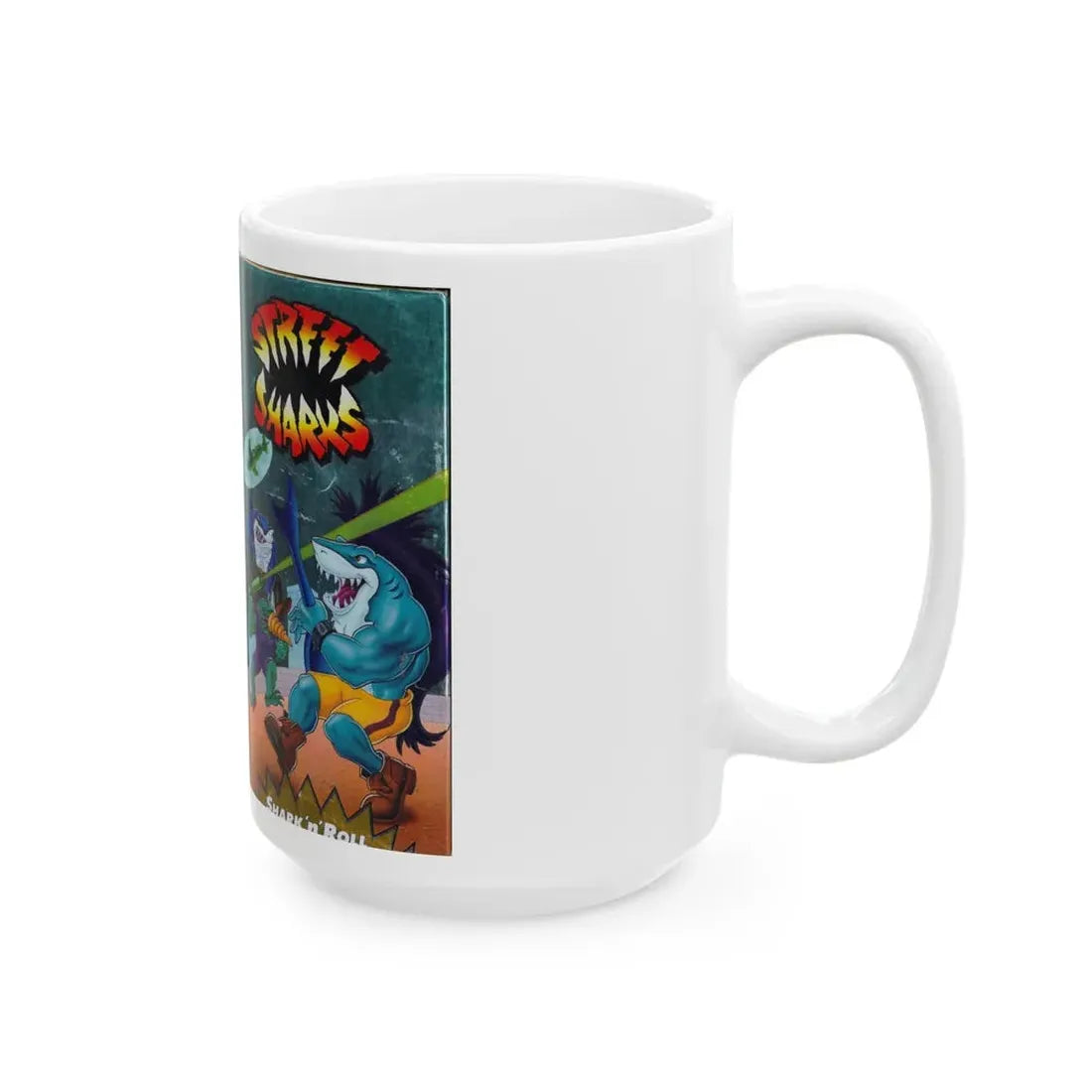STREET SHARKS SHARK N ROLL (VHS COVER) - White Coffee Mug - Go Mug Yourself