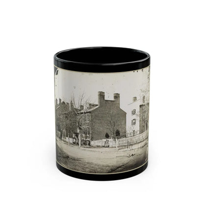 Street View Of A Row Of Houses (U.S. Civil War) Black Coffee Mug-11oz-Go Mug Yourself