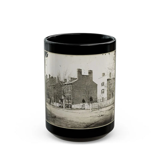 Street View Of A Row Of Houses (U.S. Civil War) Black Coffee Mug-15oz-Go Mug Yourself