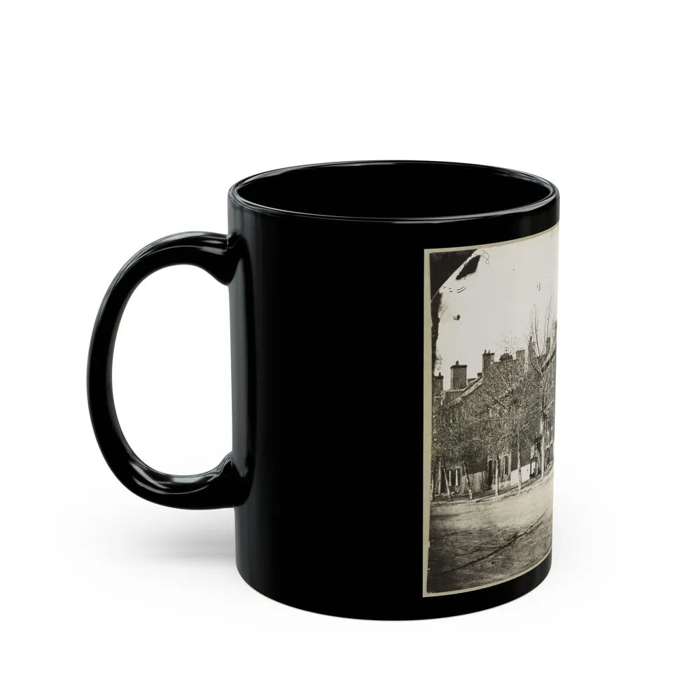 Street View Of A Row Of Houses (U.S. Civil War) Black Coffee Mug-Go Mug Yourself