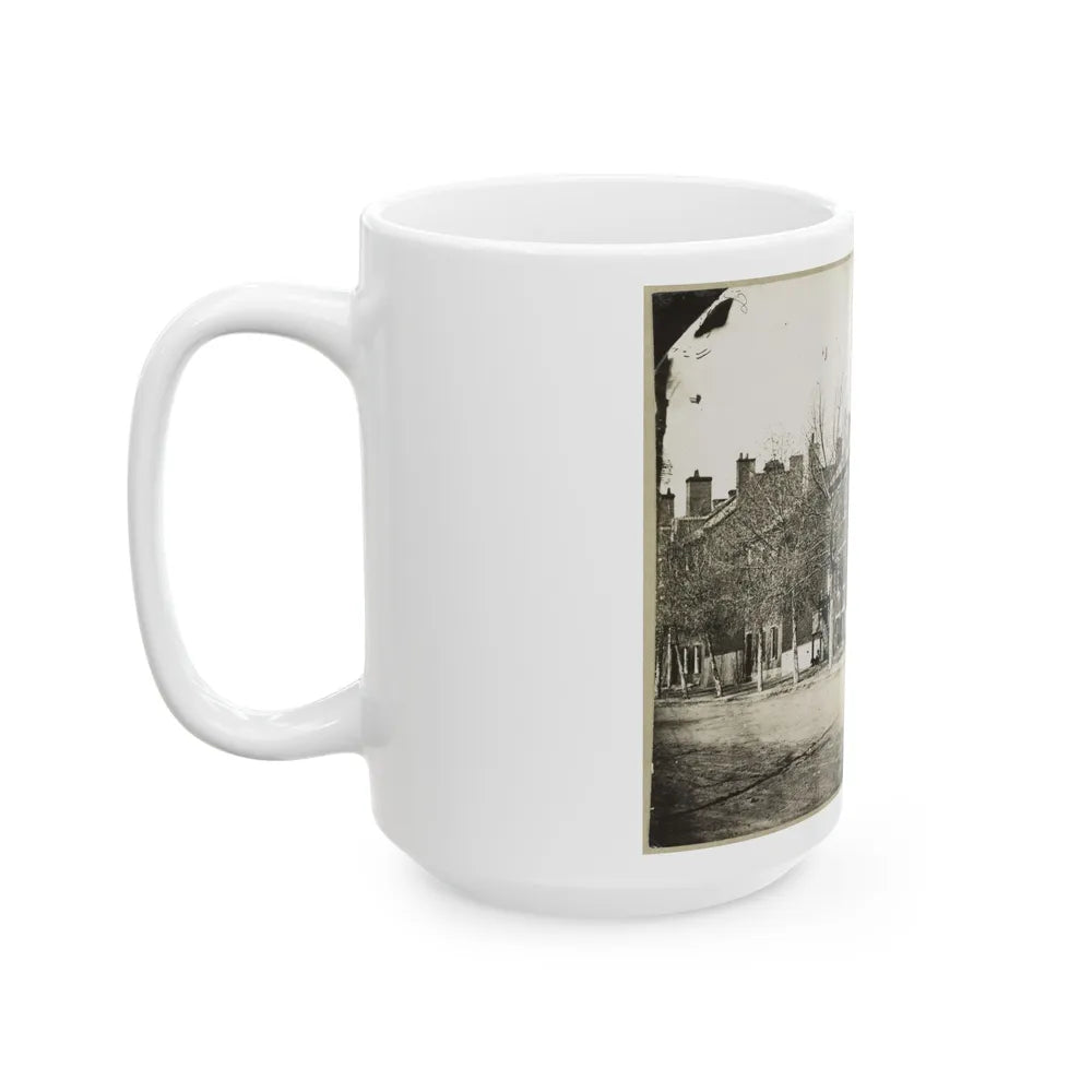 Street View Of A Row Of Houses (U.S. Civil War) White Coffee Mug-Go Mug Yourself