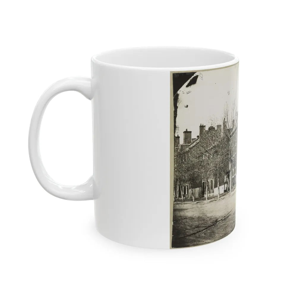 Street View Of A Row Of Houses (U.S. Civil War) White Coffee Mug-Go Mug Yourself