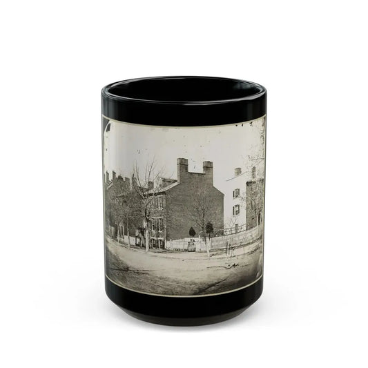 Street View Of A Row Of Houses (U.S. Civil War) Black Coffee Mug 15oz - Go Mug Yourself