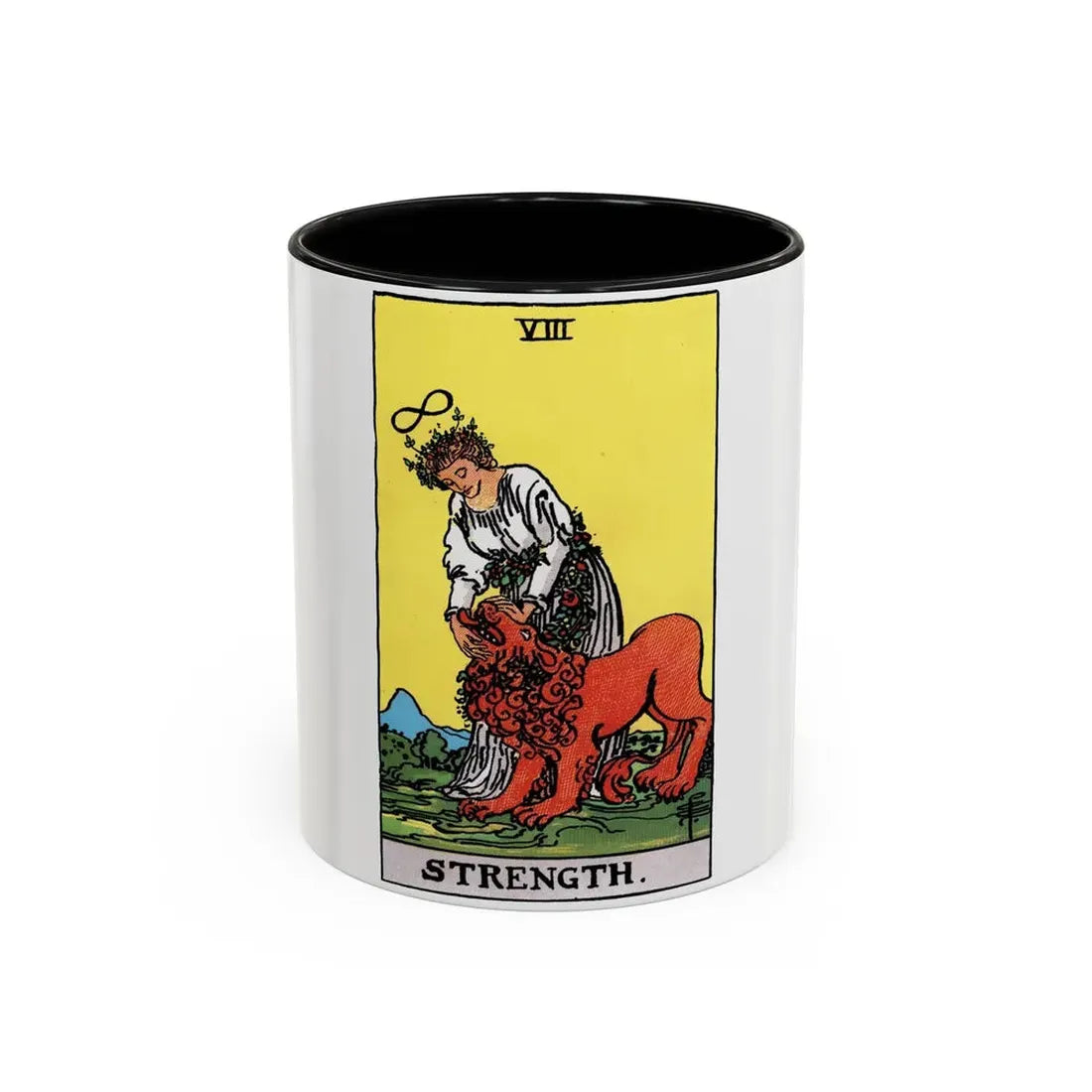 Strength (Tarot Card) Accent Coffee Mug 11oz Black - Go Mug Yourself