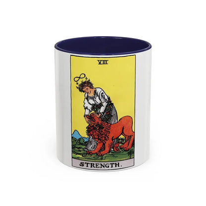 Strength (Tarot Card) Accent Coffee Mug 11oz Navy - Go Mug Yourself