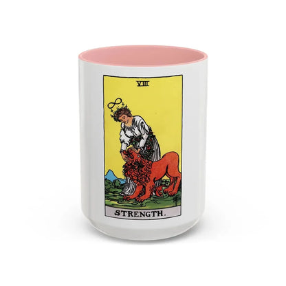 Strength (Tarot Card) Accent Coffee Mug 15oz Pink - Go Mug Yourself