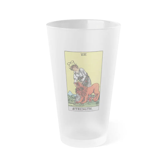 Strength (Tarot Card) Frosted Pint Glass 16oz-Go Mug Yourself