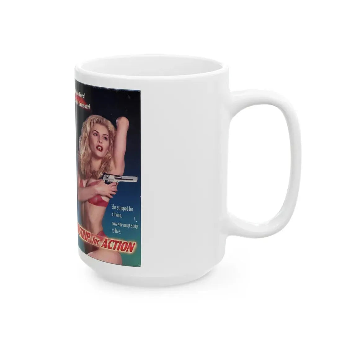 STRIP FOR ACTION (VHS COVER) - White Coffee Mug - Go Mug Yourself