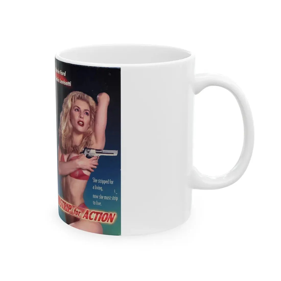 STRIP FOR ACTION (VHS COVER) - White Coffee Mug - Go Mug Yourself
