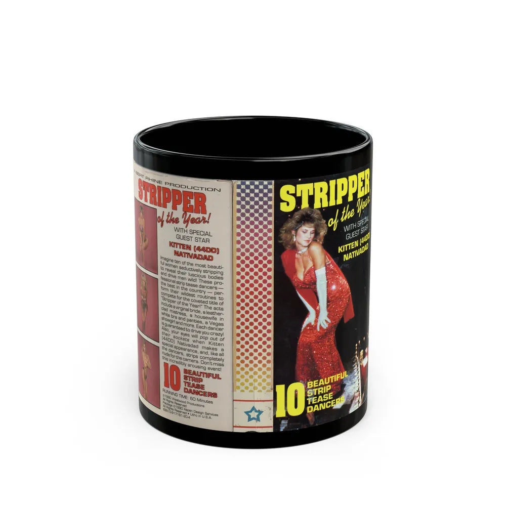 STRIPPER OF THE YEAR (VHS COVER) - Black Coffee Mug-11oz-Go Mug Yourself