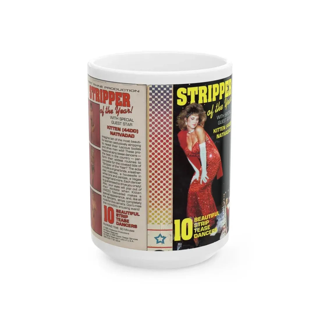 STRIPPER OF THE YEAR (VHS COVER) - White Coffee Mug 15oz - Go Mug Yourself